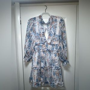 Long sleeve midi open back floral dress